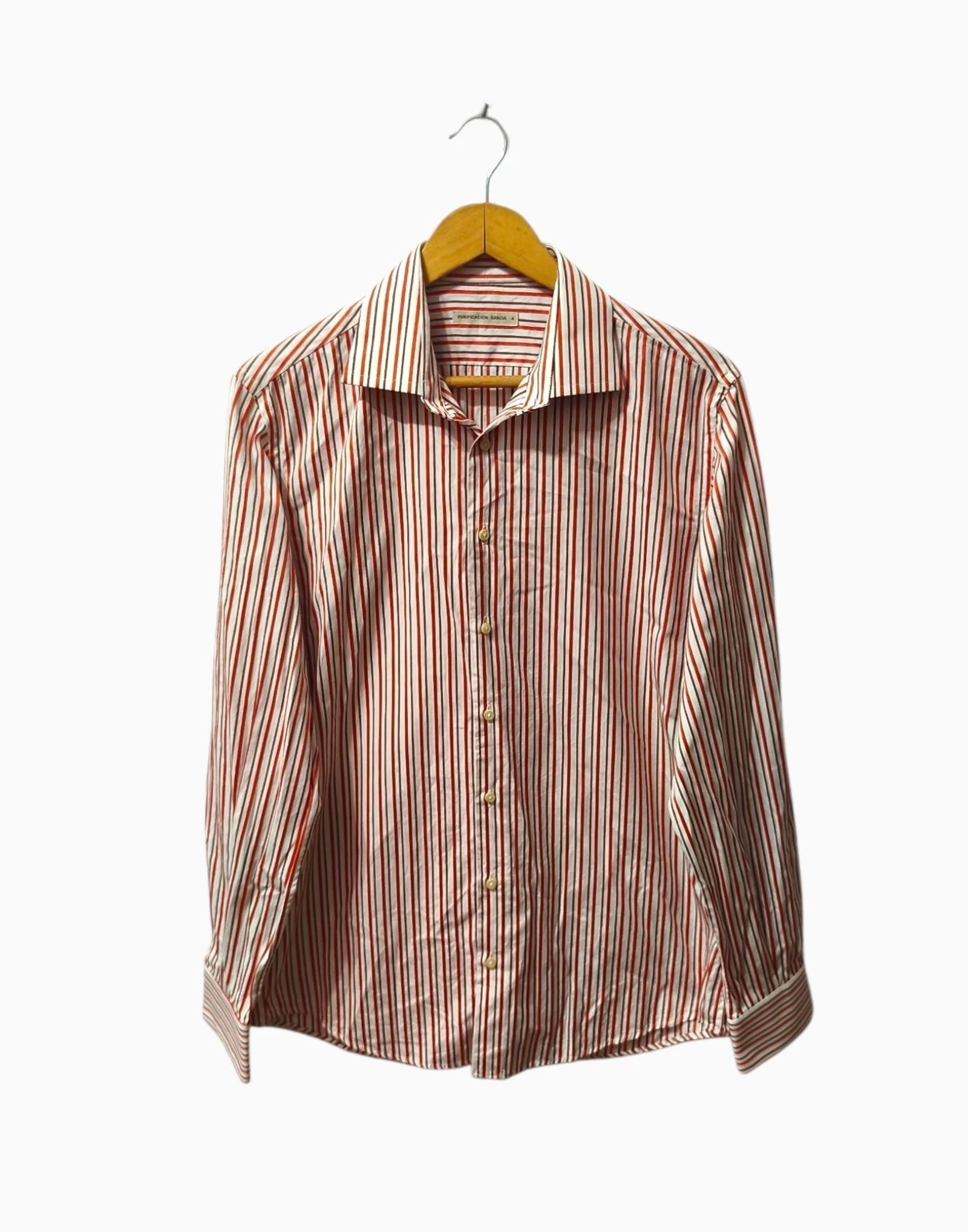 Camisa de rayas naranja y blanca Purificación García hombre Talla 4